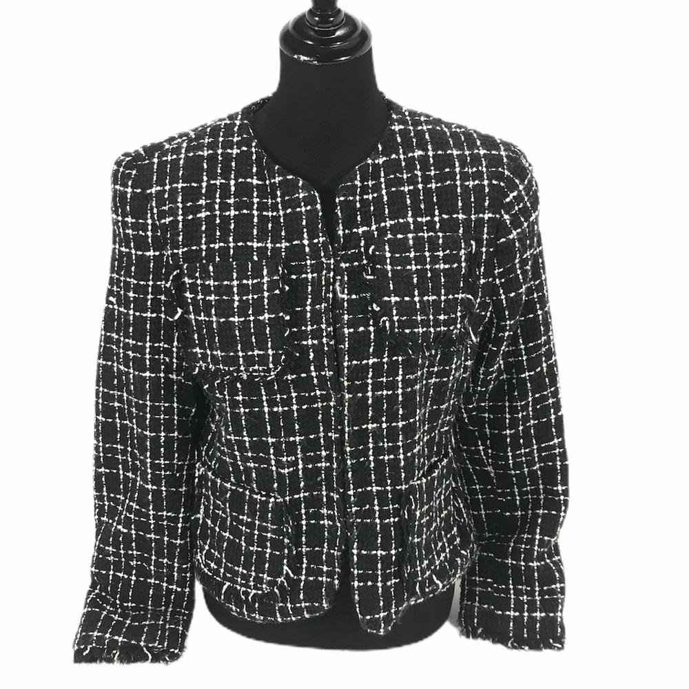 First Option Fringe Jacket, Black, White, 12